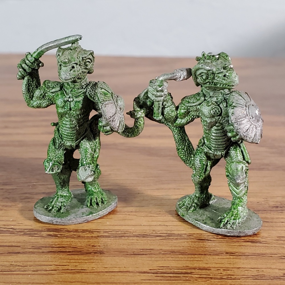 Grenadier Lizardman Denizens of Swamp 2 Metal Miniatures 1984 Vintage D&D Minis